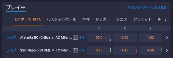 クラウドベットのライブベッティング