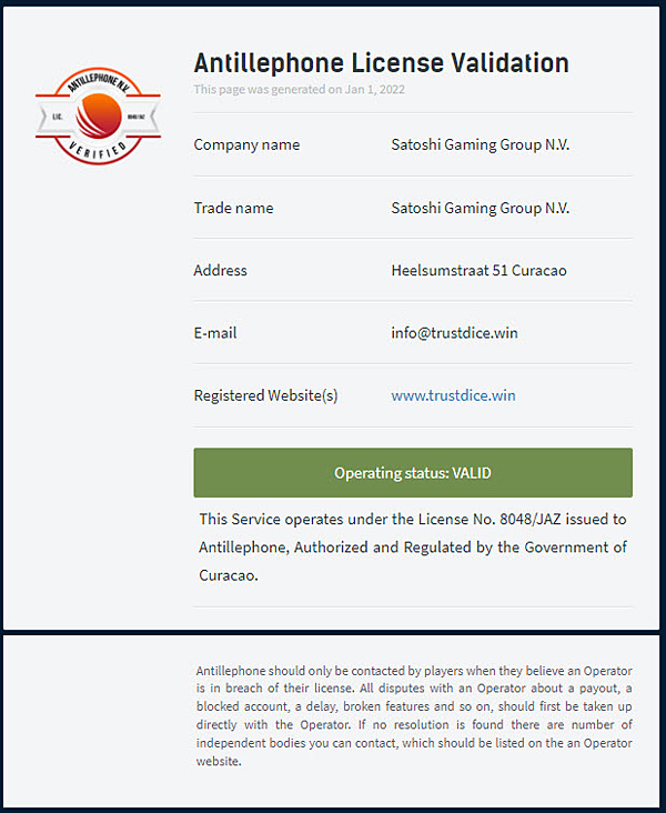 Antillephone License Validation